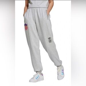 Adidas Joggers Women's Gray Elastic Waist Drawstring Pockets Size XS Trefoil